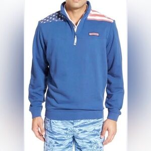 Men's Blue vineyard vines XL American flag Quarter-Zip Sweater